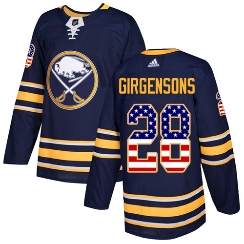 Adidas Sabres #28 Zemgus Girgensons Navy Blue Home Authentic USA Flag Stitched NHL Jersey